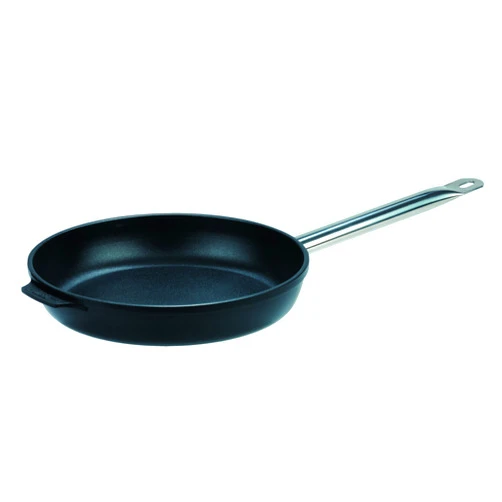 GSW Gaens Stahlwaren Flat Fry Pan with Steel Handle, 24 x 5.5 cm, 1.8 L, 30 x 24 x 5.5 cm, Black