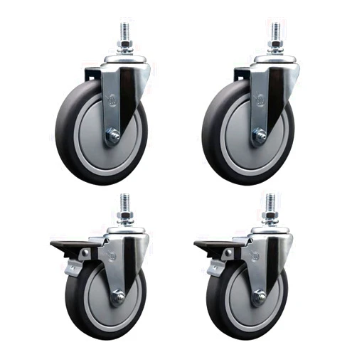 Service Caster Thermoplastic Rubber Swivel Threaded Stem Caster Set of 4-6