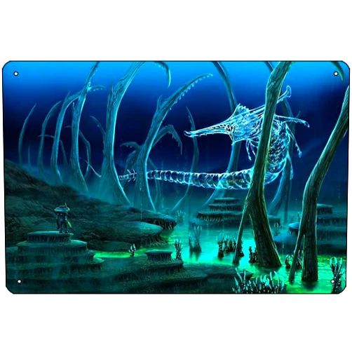 Oedrtqi Subnautica Ghost Reaper Print 8 x 12 Inch Funny Metal Tin Sign Game Room Man Cave Wall Decor