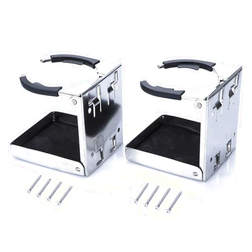 Marinebaby Stainless Steel Adjustable Folding Cup Drink Holders Marine/boat/caravan/car (Cup Holder (2pcs))