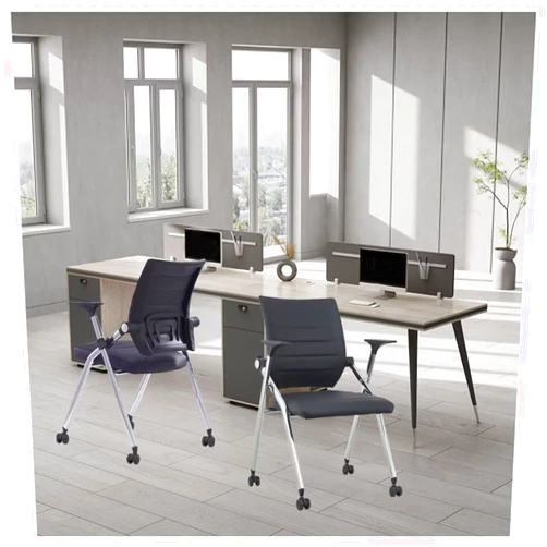 UDHSV Folding chair,Conference room chairs,Folding Office Chair with Wheels,Portable foldable ergonomic office chair for Home School Office Gaming,Black(2 Pcs)