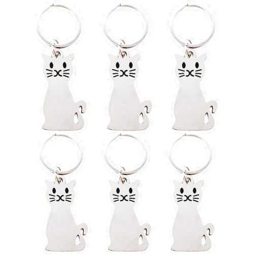 Honbay 6PCS Metal Cute Cat Keychains Cat Keyfob Car Keyrings Bag Charm Pendant Funny Keychains for Women Men Handbags Purses Belts