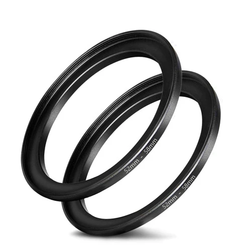 FANZR 52mm-58mm Step Up Ring [52mm Lens to 58mm Filter], FANZR Camera Lens Filter Adapter Ring Lens, Premium Aluminum (2 Pack)