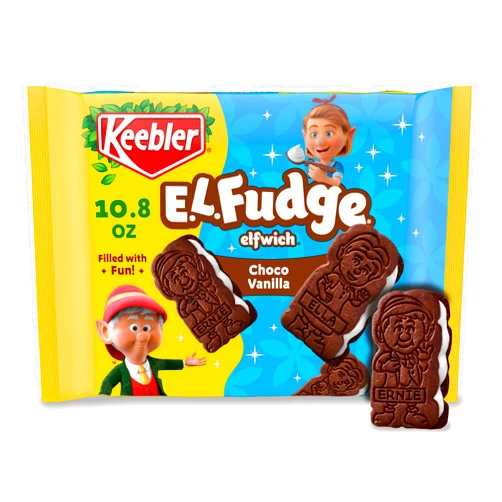 Keebler E.L. Fudge Elfwich Cookies, chocolate-y and vanilla flavor Sandwich Cookies, Fun Shaped Treat, 10.8 oz Pack