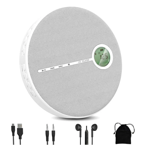 WOKALON Rechargeable Portable CD Player with Bluetooth, Compact Anti-Skip Walkman CD Player with Headphones &Dual Stereo Speakers for Home/Travel,Support CD MP3 USB AUX Input,2000mAh
