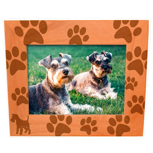 Gifts For All By Rachel Olevia Dog Lover Gift Miniature Schnauzer Paw Print Natural Wood Engraved 5x7 Landscape Picture Frame Wood