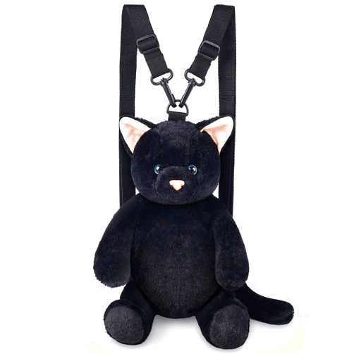 ZJoey Cat Shaped Purse for Women Crossbody Bag Plush Black Funny Furry Fuzzy Shoulder Bag Cute Animal Purse(Black Cat)