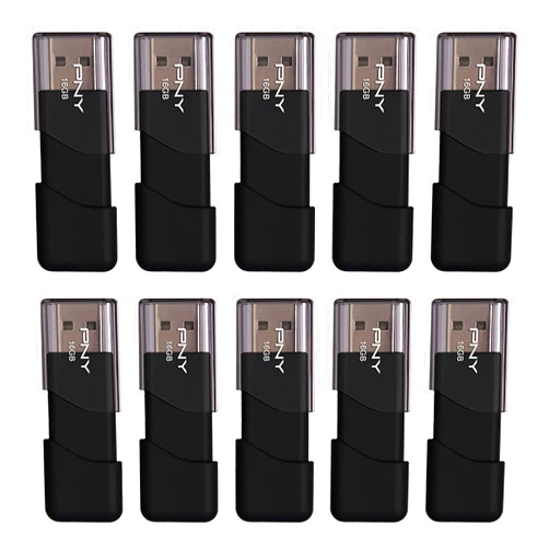 PNY 16GB Attaché 3 USB 2.0 Flash Drive, Black 10 Count (Pack of 1)