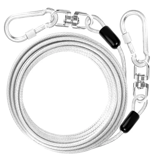 jenico Dog Tie Out Cable: 10 ft Dog Lead for Yard - Heavy Duty Chain Leash Outside for Small Large Dogs Up to 500 lbs - Outdoor Dog Runner Tether