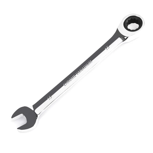 Egofine 15mm Ratcheting Combination Wrench Metric, Industrial Grade Gear Spanner with 12-Point Design, 72-Tooth Ratchet, Chrome Vanadium Steel