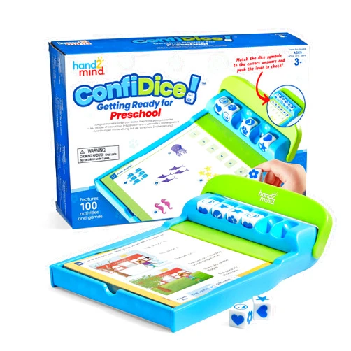 hand2mind ConfiDice! Getting Ready for Preschool, Preschool Prep, Learning Games for Preschool, Toddler Learning, Math and Reading, Preschool Workbook, Homeschool Preschool (100 Activities and Games)