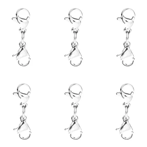 LOADR Double Lobster Clasp Extender Double Claw Connector Silver&18K Gold Plated Bracelet Extension Clasps for Jewelry Making(6Pcs)