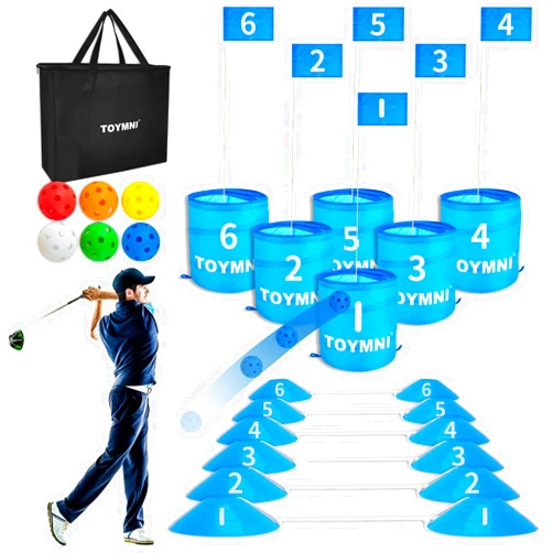 TOYMNI Golf Game Set, Golf Practice Game, Golf Chipping Game for Adults Kids Family, Portable Outdoor Indoor Backyard Beach Golf Game, PAR 6 Hole Golf Game, Golf Yard Games for Adults