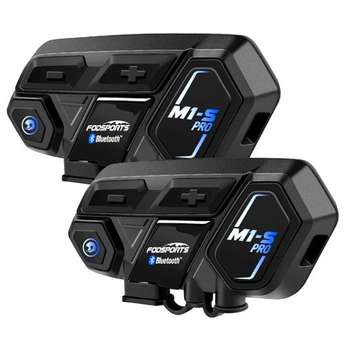 FODSPORTS Motorcycle Bluetooth Intercom with Music Sharing, M1S Pro 2000m 8 Riders Group Helmet Communication System Headset Universal Interphone (Waterproof/Handsfree/Stereo Music/GPS/2 Pack)