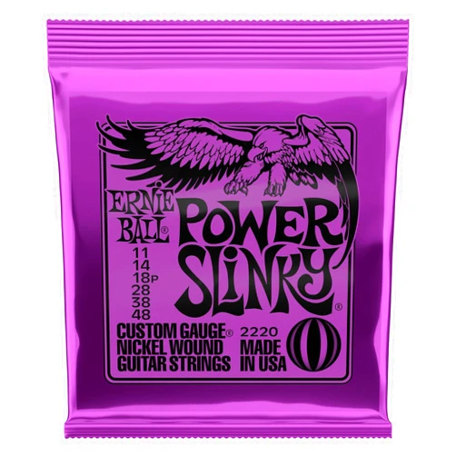 Ernie Ball Power Slinky Nickel Wound Electric Guitar Strings, 11-48 Gauge (P02220)