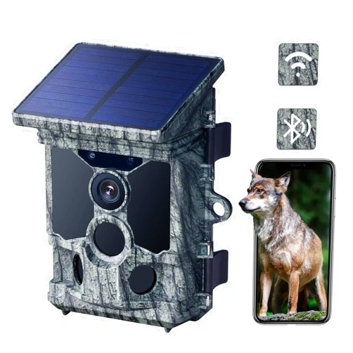 VOOPEAK 2025 Upgraded Solar Trail Camera - 100MP 4K 30FPS WiFi Trail Camera with 850nm Night Vision, 120° Wide-Angle Motion Activated Game Cam, 0.1s Trigger, IP66 Waterproof for Wildlife Monitoring