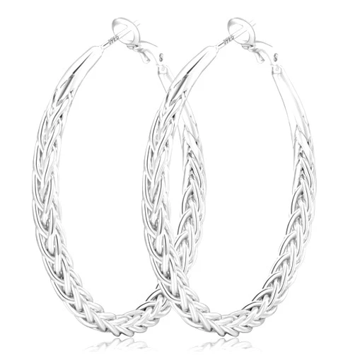 Senteria Silver Hoop Earrings for Women Hypoallergenic 925 Sterling Silver Post Hoop Earrings Lightweight Large Silver Hoop Earrings Thick Twisted Silver Hoop Earrings 30/40/50MM