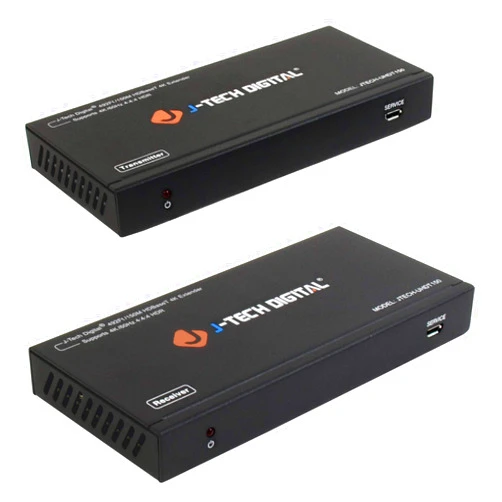 J-Tech Digital Long Range HDMI Extender Over Cat6 150m/492ft HDBaseT 4K60Hz 18Gbps Extender PoC, Bi-Directional IR, Supports Dolby Digital, DTS, with EDID, CEC, RS-232 Passthrough [JTECH-UHDT150]