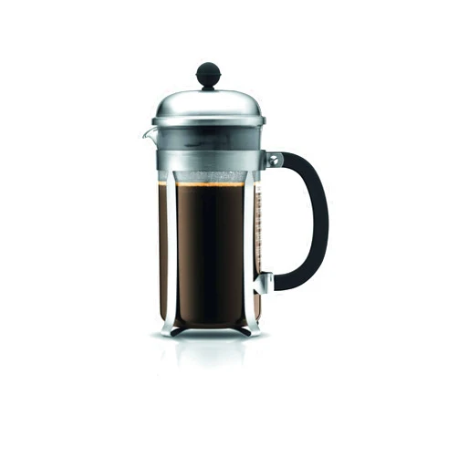 Bodum 34oz Chambord French Press Coffee Maker, High-Heat Borosilicate Glass, Brushed Stainless Steel – Made in Portugal