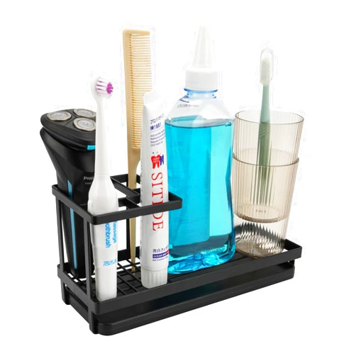 Lekymo Toothbrush Holders for Bathrooms with 2 Cups 4 Slots Metal Tooth Brushing Holder Electric Toothbrush Holder Set Bathroom Organizer Countertop Bathroom Organizers and Storage Bathroom Storage