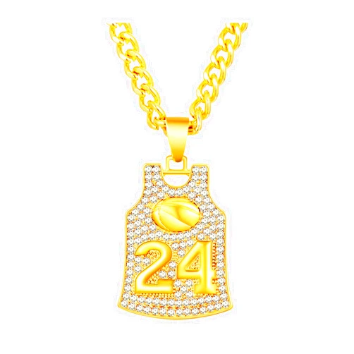 Winssigma Gold Basketball Jersey Necklace for Women & Men, Player Number Pendant, Sports Fan Jewelry, Team Memorabilia, Memorial Keepsake