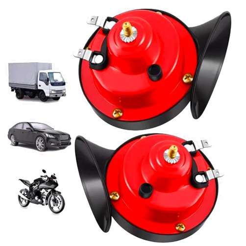 JIANGHINICE 300DB Super Loud Train Horns For Truck, 2pcs 12V Car Horn Kits, Loud Dual-Tone Waterproof Electric Air Horns, Automotive Accessories Universal for Cars Pickup Trucks Motorcycle Bike Boat-Red