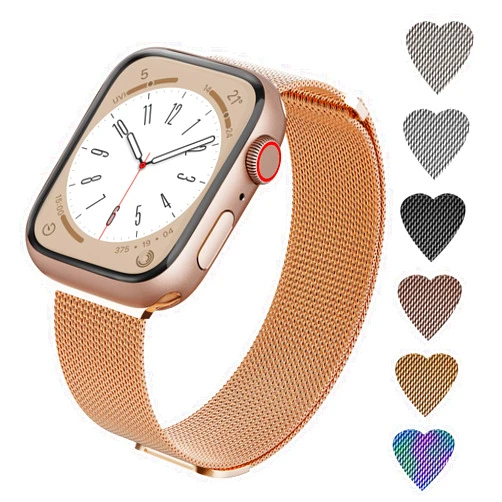 CHINDRAG Magnetic Loop Band Compatible with Apple Watch S9/8/7/6/5/4/3 38/40/41/42/44/45/49mm, Ultra 1/2 49MM, Classy Stainless Steel Metal Mesh Strap fit iWatch SE, Women Men