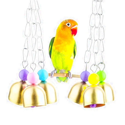 VTurboWay 2 Pack Pet Parrot Bell Toy Bird Chewing Toy Stainless Steel Hanging Bells for Bird Parrot Conure Cockatoo Macaw African Grey Amazon Budgie Parakeet Cockatiel Lovebird Finch Cage
