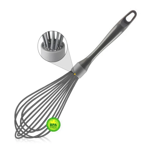 OYV Dishwasher Safe Whisk, Professional Whisks For Cooking Non-Scratch, Stainless Steel & Silicone Wisk, Plastic Rubber Whisk Tool For Nonstick Cookware Pans, Heat Resistant Whisk 12-Inch, Grey.