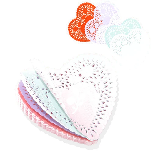 NESTRE Heart Shaped Doilies 8 inch - Heart Doilies Lace Paper,100 Pcs Paper Doilies for Crafts Decorations (8inch)