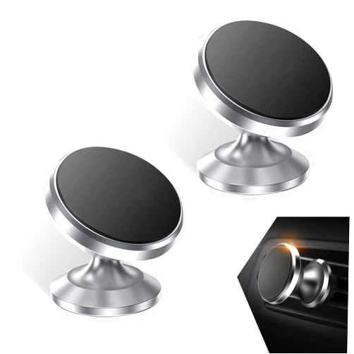 Jokormo 2 PCS Car Adsorption Mobile Phone Holder, 360 Degree Rotating One-Hand Grab and Go Navigation Mount, Dashboard Adjustable Portable Bracket for Mini Tablet iPhone, Universal for Cars (Silver)