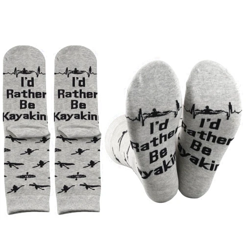 PXTIDY 2 Pairs I’d Rather Be Kayaking Socks River Kayak Lover Gift Kayak Socks Outdoor Adventure Camping Canoe Gifts