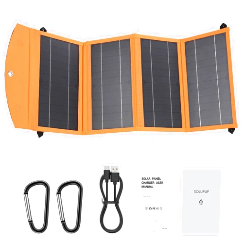 SOLUPUP Solar Panel Charger 30W Portable Solar Panel Charger with Dual Smart USB Fast Charging Output(USB-A & Type-C) Foldable Solar Panel IPX5 Waterproof for Cellphone,iPad,Power Bank,Outdoor,Hiking,Camping