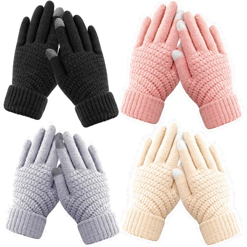 Trifabricy Womens Winter Gloves - Warm Soft Touchscreen Winter Gloves for Women, Elastic Cuff Knit Glove for cold weather