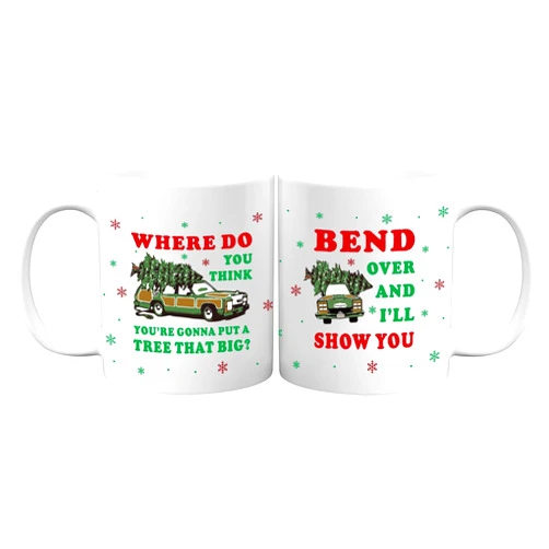 Arsemica Christmas Vacation Merch Gifts, Funny Christmas Coffee Mug, 11oz Double-sided Christmas Vacation Drinking Cup, Novelty Party Cups for Table Decor, White Elephant Gag Gift for Women Men Coworkers