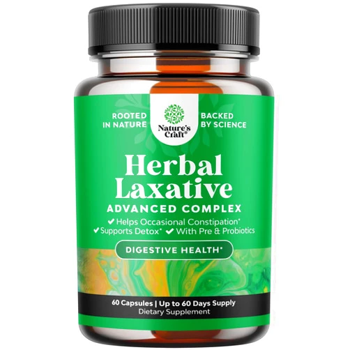 Natures Craft Herbal Laxative Capsules with Probiotics – Natural Laxative Pills to Cleanse Colon and Support Digestive System with Psyllium Husk Powder Senna Leaf Cascara Sagrada – Gentle Laxative for Women & Men