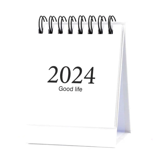NQEUEPN Mini Desk Calendar, August 2023 to Dec 2024 Small Desktop Calendar Mini Daily Schedule Tiny Desk Calendar Twin-Wire Binding with Stickers for Men Women Office Classroom (White)