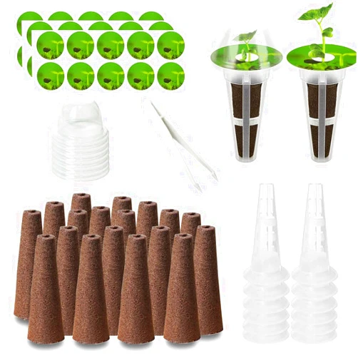 Aksiqee 73pcs Seed Pod Kit for Aerogarden, Hydroponics Garden Accessories for System Compatible with Hydroponics Supplies from All Brands, 18 Grow Sponges, 12 Plant Baskets & Domes, 30 Pod Labels, 1 Tweezer