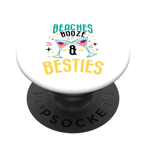 Bachelorette Beach Matching Liquor Drinking Party Beaches Booze And Besties Funny Summer Weekend Gift Women PopSockets PopGrip: Swappable Grip for Phones & Tablets