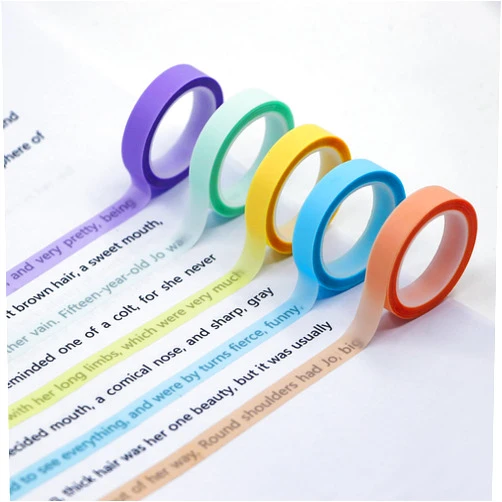 BEIDYLL 5 Rolls Highlighter Tapes, Colored Transparent Fluorescent Marking Stickers for Students & Teachers, 5/16-in Wide, 16.4ft Long