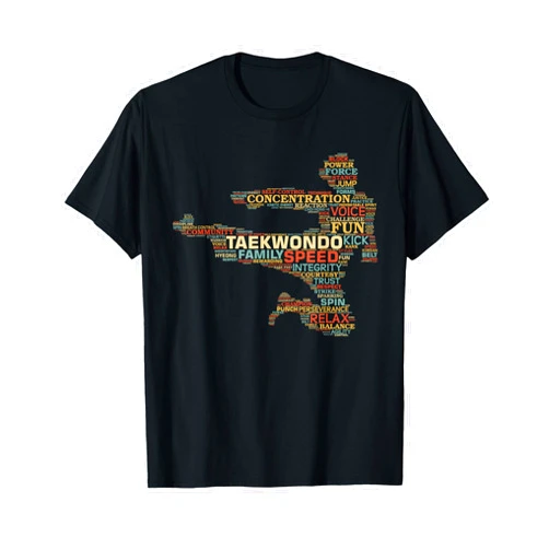 Taekwondo for Boys Girls Kids Men Martial Arts TDK Taekwondo Martial Arts Fighter Tae Kwon Do Words Kicking T-Shirt