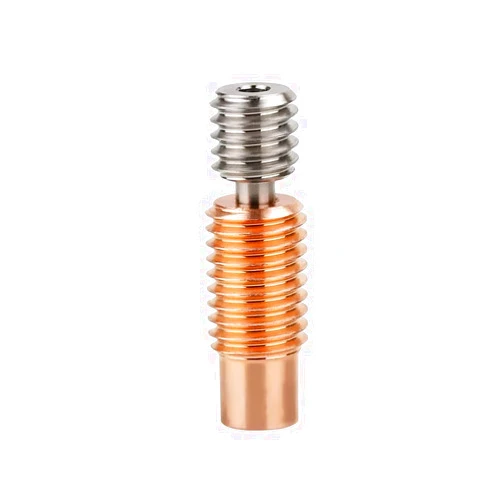 Rirsoasy High Temperature Bimetal Copper Titanium Heatbreak Compatible with V6 Hotend Prusa i3 MK3 MK3S Volcano Hot End 3D Printer(Threaded Version)