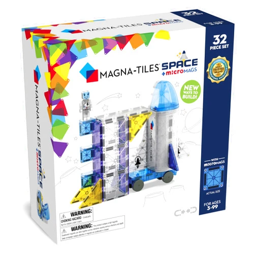 MAGNA-TILES Space 32-Piece Magnetic Construction Set, The Original Magnetic Building Brand