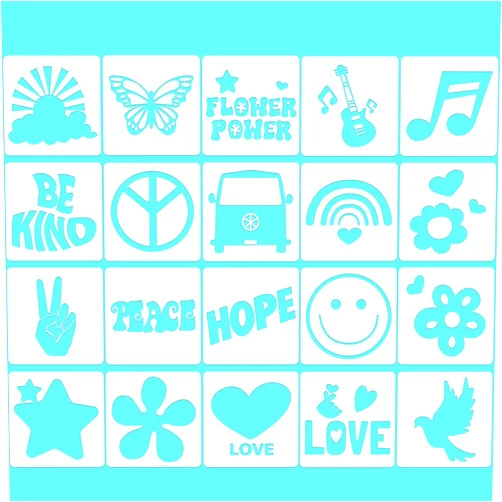 Junkin 20 Pcs Stencil for Painting Stencil Reusable DIY Drawing Template Motivational Art for Crafts Home Decor on Wood, Canvas, Paper, Fabric, Walls, Furniture(Peace and Love)