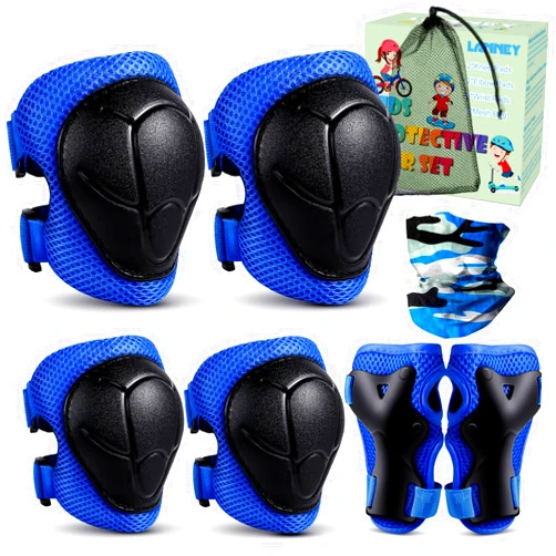 LANNEY Kids Knee Pads and Elbow Pads Set, 3-13 Years Knee Pads for Kids toddler 3 in 1 Protective Gear Set with Wrist Guards for Skateboard, Scooter, Cycling, Riding Sports, Gift for Youth Boys Girls