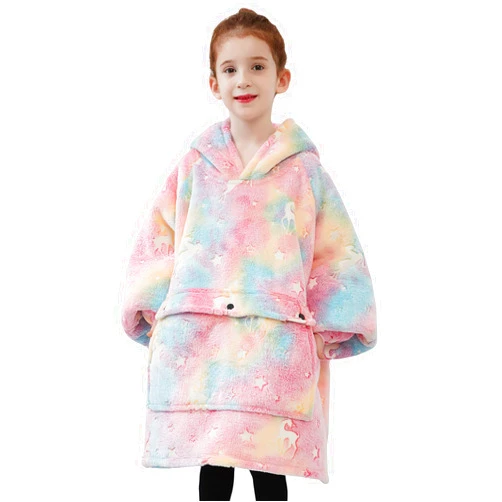NOUKOW Wearable Blanket Hoodie Oversized Sherpa Blanket Sweatshirt Flannel Sweater Blanket with Large Pocket