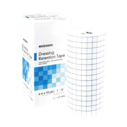 McKesson Dressing Retention Tape, Non-Sterile, Gride Guidelines, 6 in x 10 yd, 1 Roll, 12 Packs, 12 Total