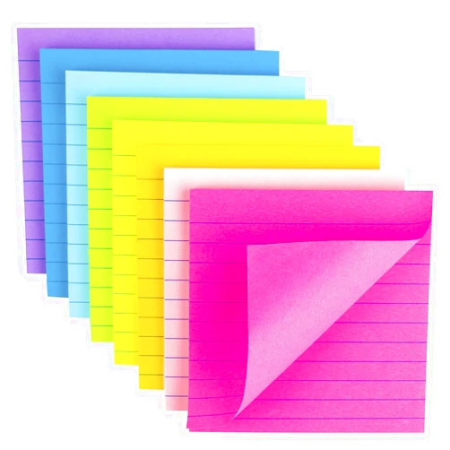 Kozerite (8 Pack) Lined Sticky Notes 4x4 Bright Stickies Colorful Super Sticking Power Memo Pads, 8 Colors, Strong Adhesive