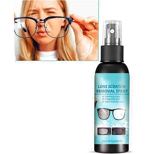 KISHAL 100ml Lens Scratch Removal Spray,Eye Glass Windshield Glass Repair Liquid,Lens Scratch Remover,Glass Scratch Repair Solution,High Concentration Glasses Cleaner Spray for Screen Lenses (1 Pcs)