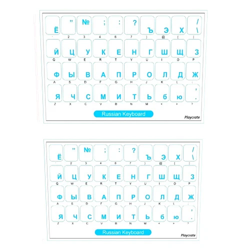 Playcrate Russian Transparent Keyboard Stickers - 2 PACK for PC, Laptop, Computer Keyboards Choose Colour (Blue)